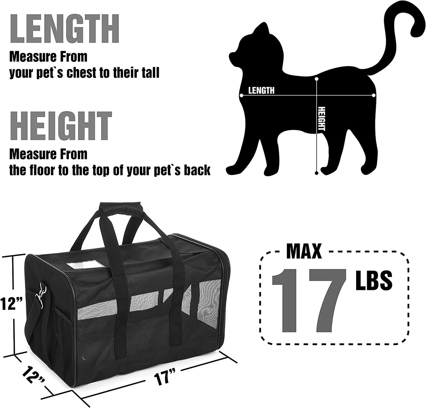 Scratchme Pet Travel Carrier Soft Sided Portable Bag for Cats, Small Dogs, Kittens or Puppies, Collapsible, Durable, Airline Approved, Carry Your Pet with You Safely and Comfortably (M)