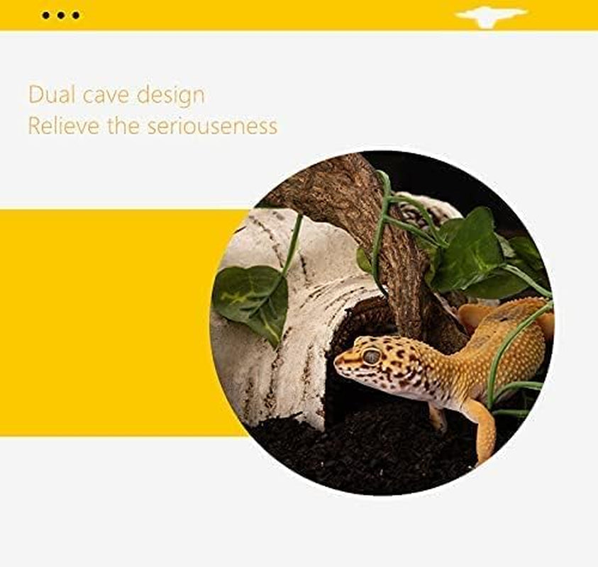 Artificial Birch Log Hide Reptile Shelter Leopard Gecko Young Bearded Dragon Snake Sleeping Cave Wood Shape Hideout Terrarium Bush Landscaping Ornament (S)