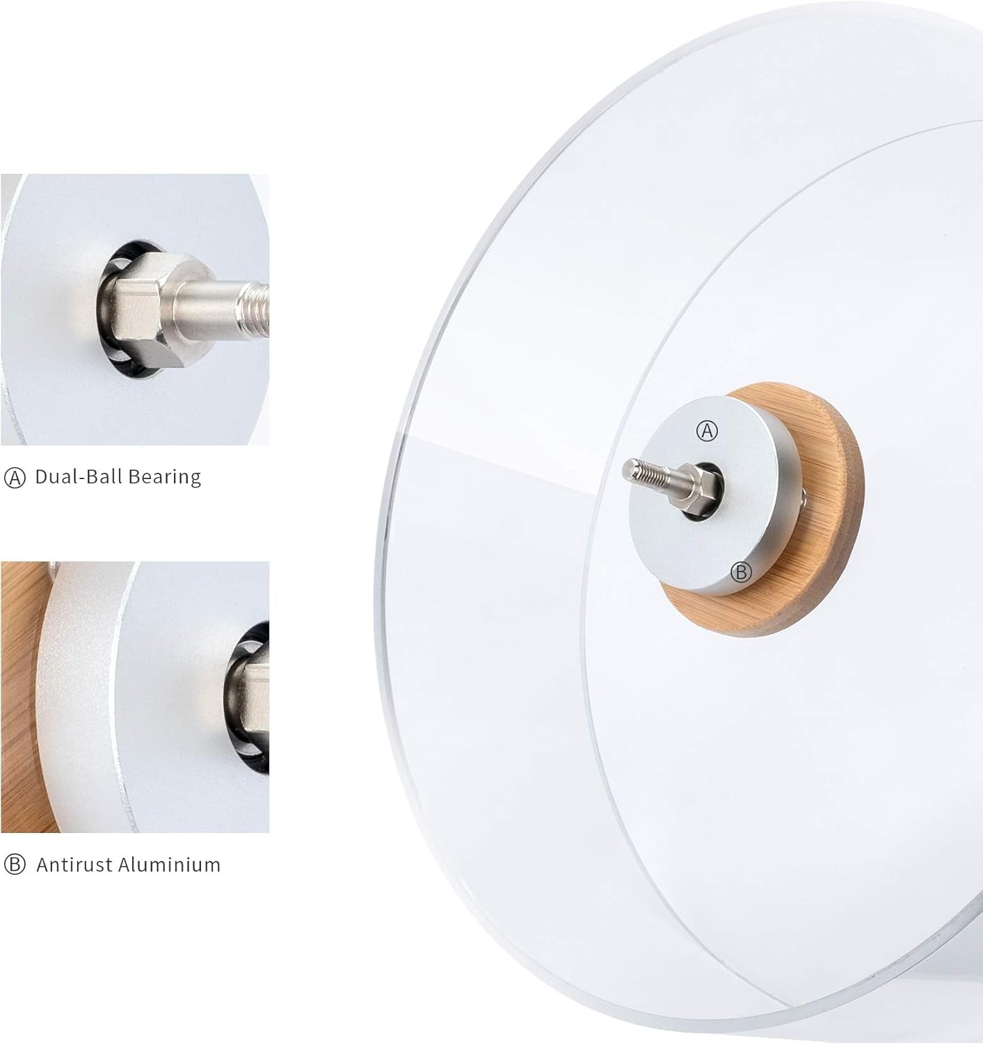 Silent Hamster Exercise Wheel: - Dual-Bearing Quiet Spinning Acrylic Hamster Running Wheel for Dwarf Hamster Gerbils Mice Degus or Other Small Animals (S)