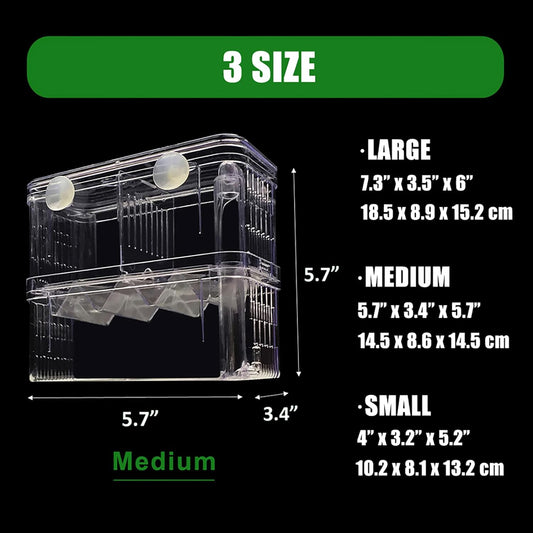 In-Tank Aquarium Breeder Box for Fish Tank, Breeding Incubator for Small Fish Hatchery, Acrylic Divider for Shrimp Clownfish Aggressive and Injured Fish, Can Connect Air Pump (Medium)