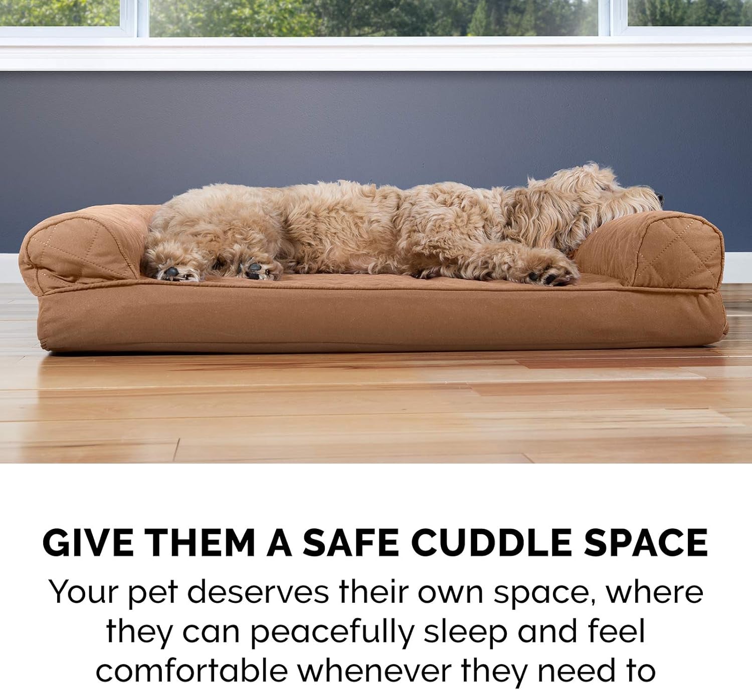 Quilted Sofa-Style Cooling Gel Foam Dog Bed - Toasted Brown, Small