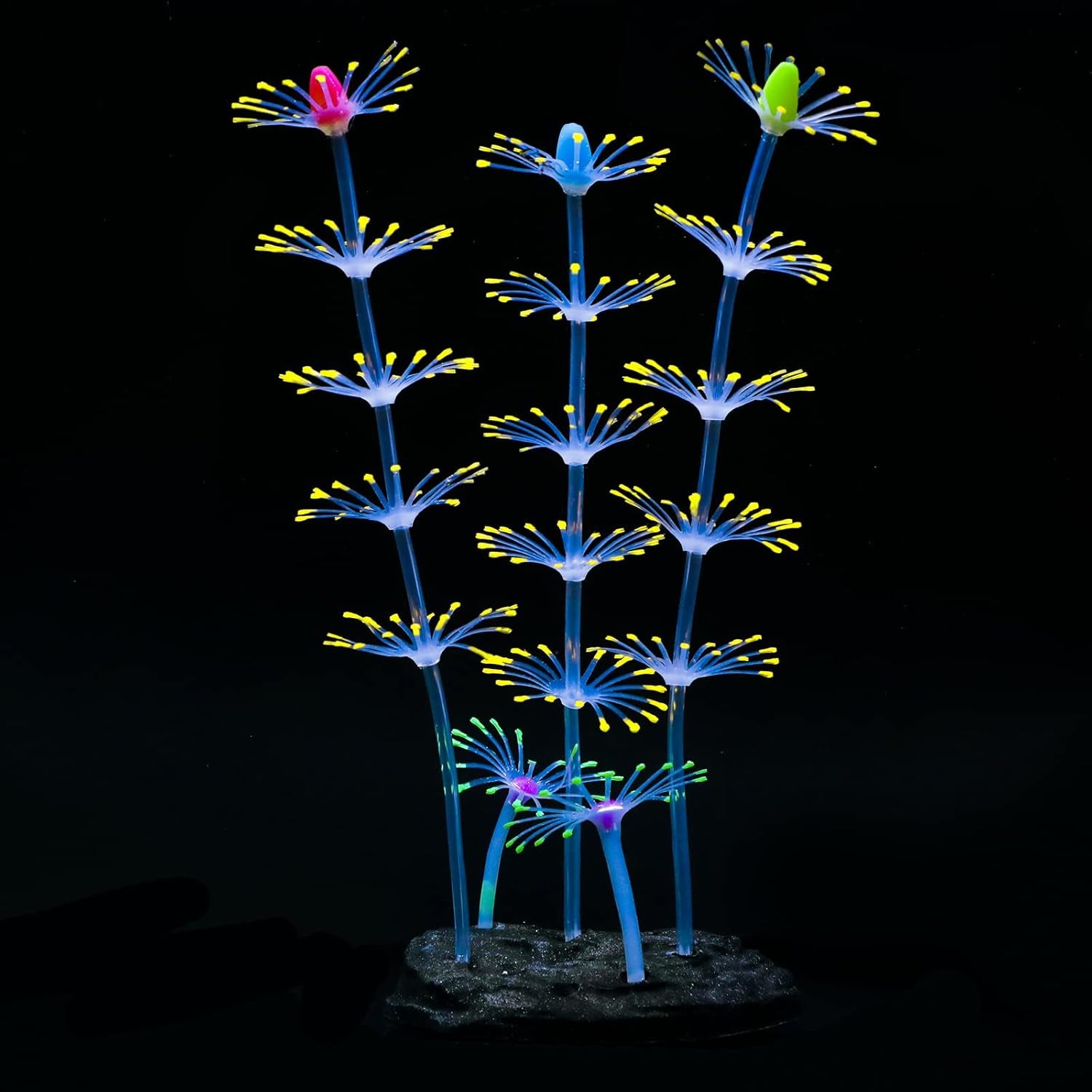 Strip Coral Plant Ornament Glowing Effect Silicone Artificial Decoration for Fish Tank, Aquarium Landscape - Orange