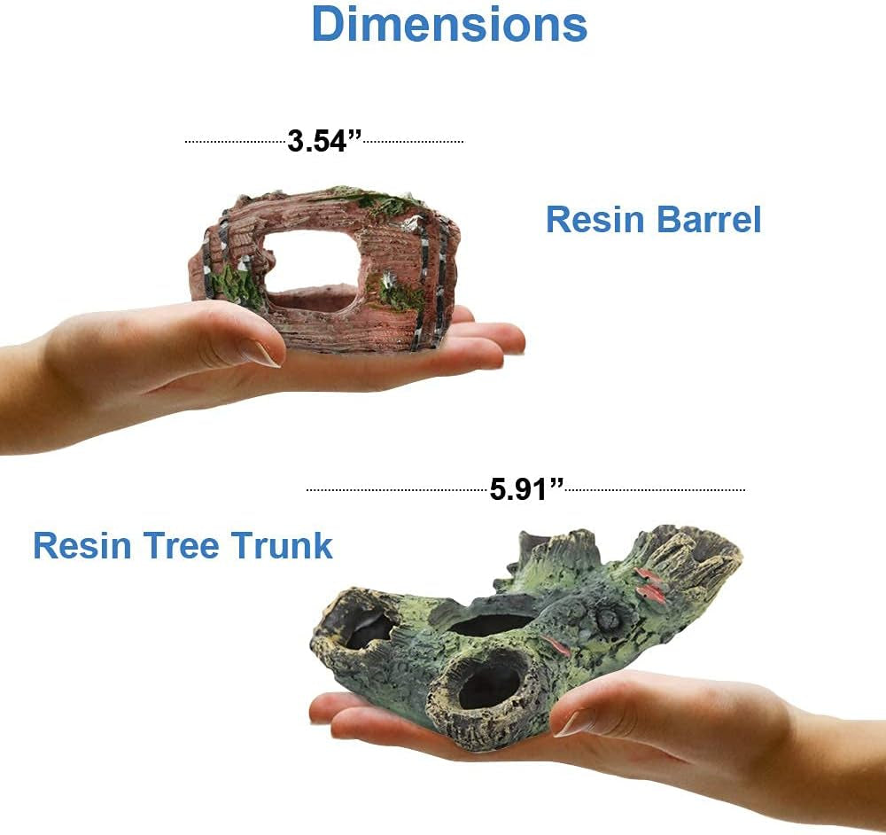 Aquarium Decorations Fish-Tank Accessories Plants - Fish Tank Decor Kit with Artificial Plants and Hideouts Ornaments