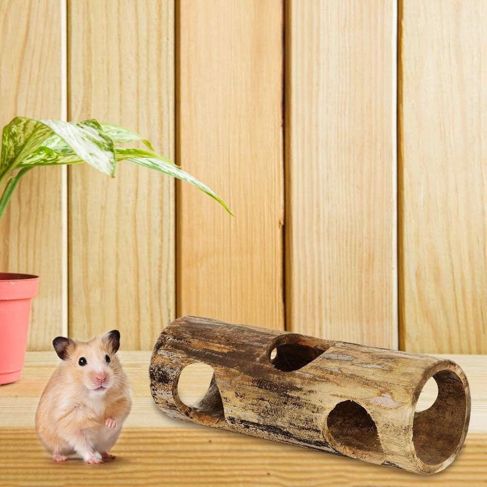 Hamster Toy, All Natural Bamboo Hamster Tunnel Toy Summer Cool Exercise Tubes and Tunnels Small Animal Activity Center Toys for Syrian Hamster Hedgehog Gerbils Chinchillas(M)