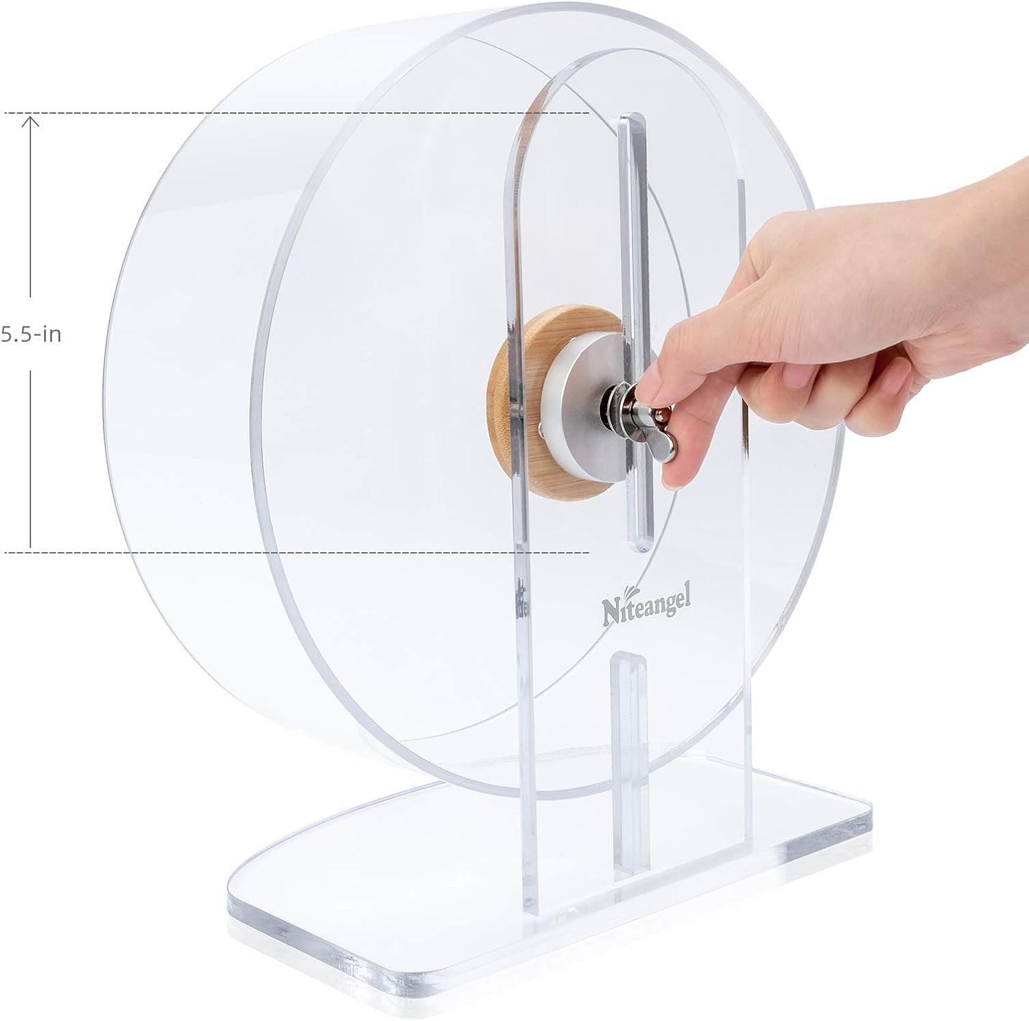Silent Hamster Exercise Wheel: - Dual-Bearing Quiet Spinning Acrylic Hamster Running Wheel for Dwarf Hamster Gerbils Mice Degus or Other Small Animals (S)