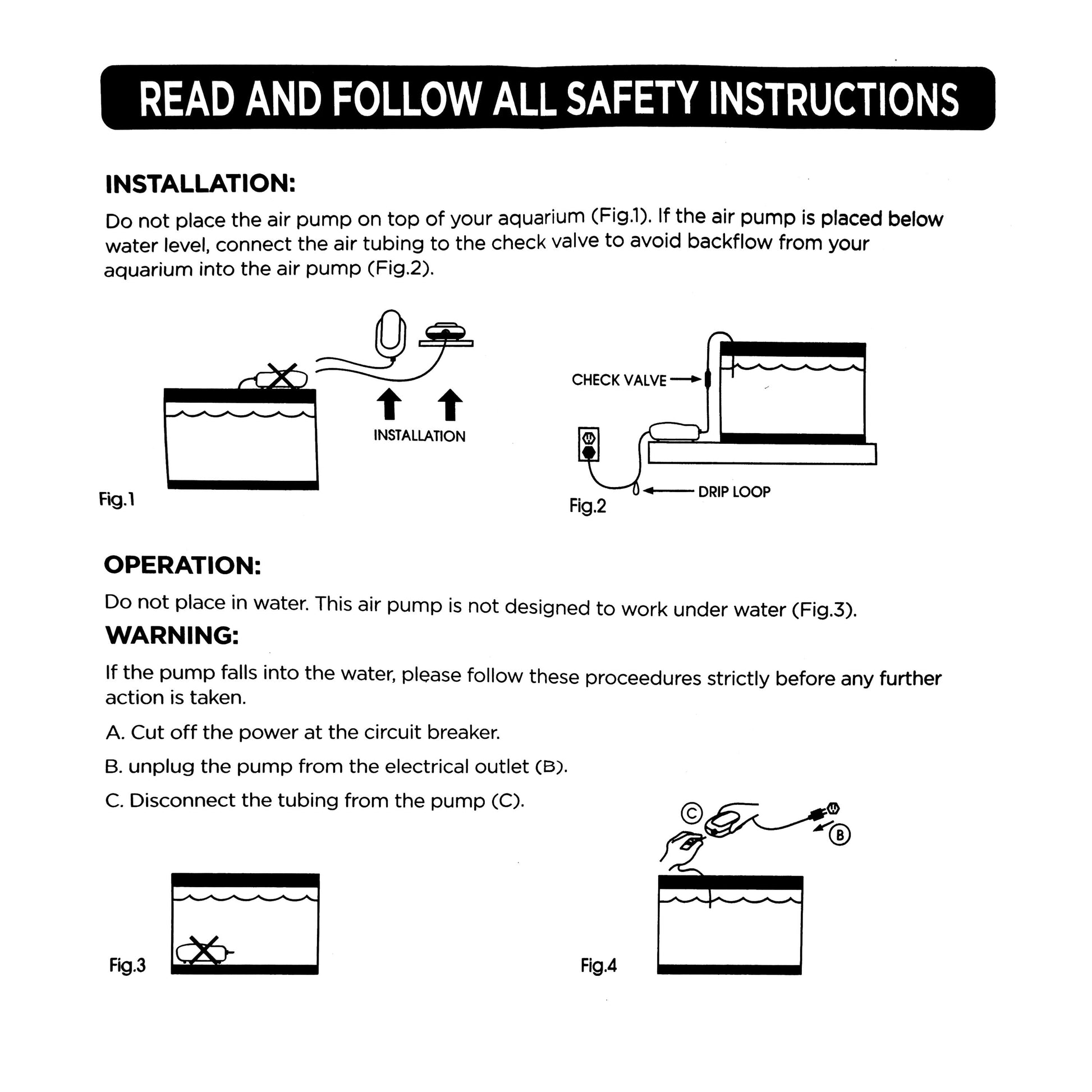 5-15 Gallon Single Outlet Aquarium Air Pump