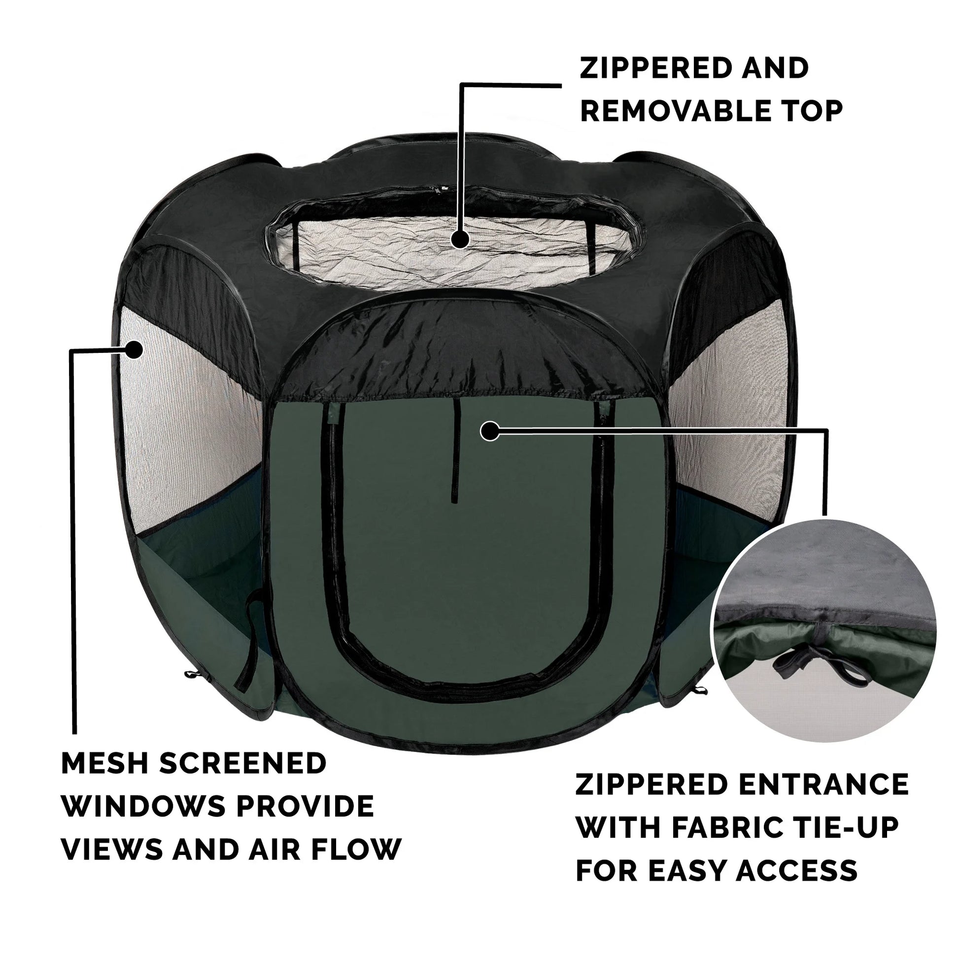 Pet Products Mesh Open-Air Pet Playpen - Hunter Green, Large