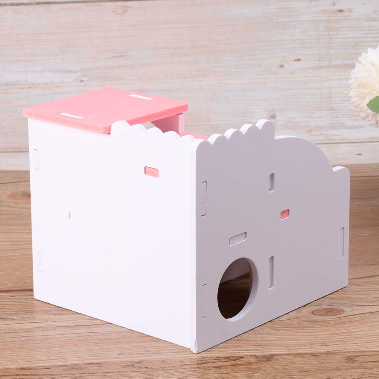 Wooden Hamster House - Double Layers Small Pet Playground with Slide, Hamster Hideout Hut Play Toys for Dwarf Hamster, Mouse, Rat and Other Small Animals ()