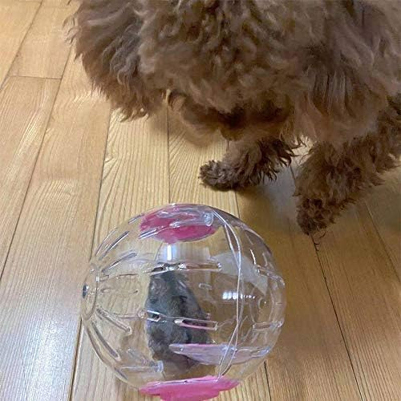 Silent Hamster Mini Running Activity Exercise Ball 4.72 Inch Toy Transparent Hamster Ball Dog Special Toy Ball Small Animals Cage Accessories (4.72In Pink Glow)