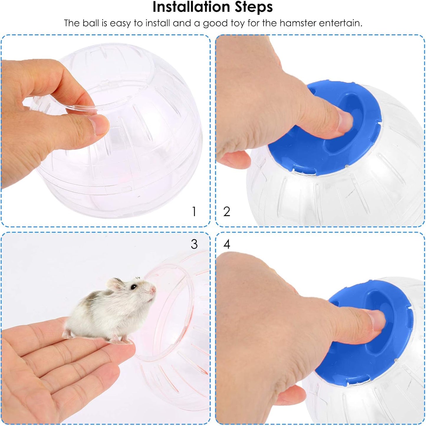 Hamster Exercise Ball Mini Fashion Plastic Running Toy Small Pet Jogging Training Activity Ball Toy for Hamster Gerbil…
