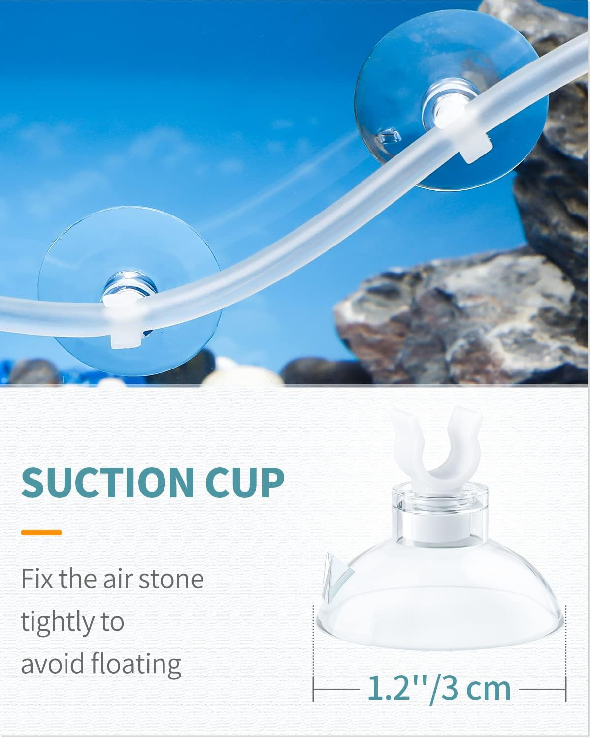 8 Inch Air Stone Grey Mineral Bubble Stone Bar Diffuser Bubbler Airstones for Air Pump, Aquarium, and Fish Tank