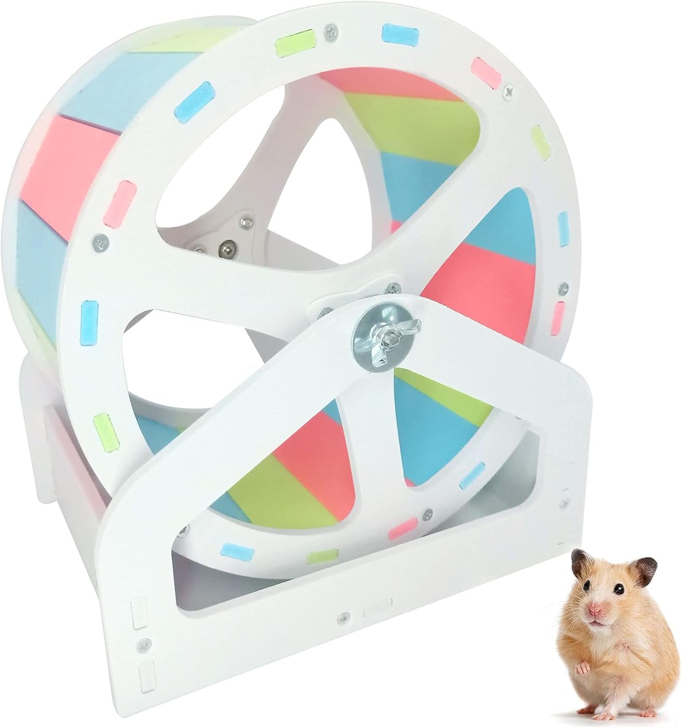 8.2 Inch Hamster Wheel,Silent Hamster Exercise Wheels,Hamster Supplies,Small Pet Bracket Running Wheel,Wooden Running Wheel Toys for Hamsters Gerbils Mice or Other Small Animals(Colourful)