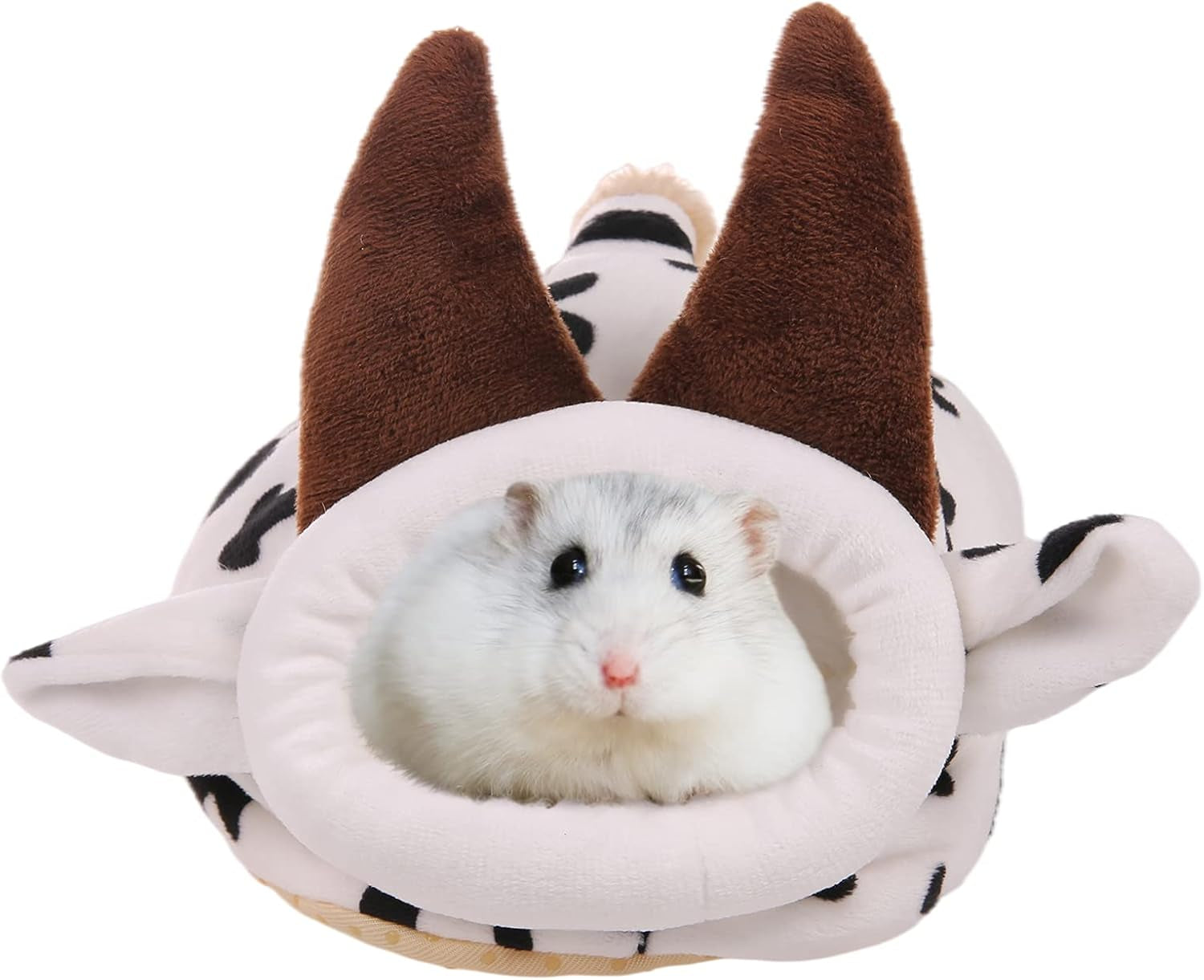 Hamster Mini Bed, Warm Small Pets Animals House Bedding, Cozy Nest Cage Accessories, Lightweight Cotton Sofa for Dwarf Hamster (White)