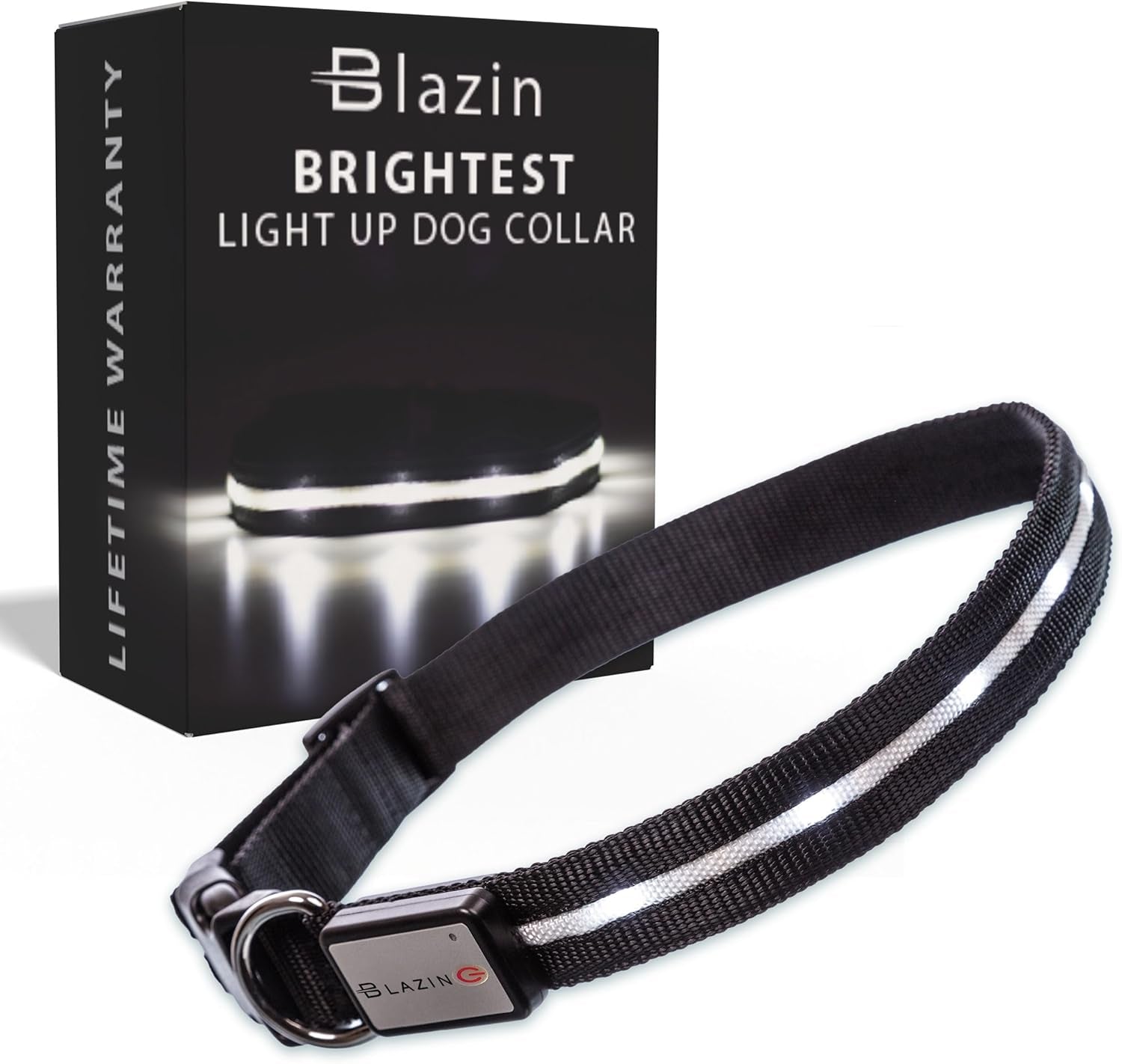 Light up Dog Collar - the Original LED Dog Collar - USB Rechargeable - Waterproof - 1,000 Feet of Visibility - Dog Collar Light for Small, Medium, Large Dogs - US Brand