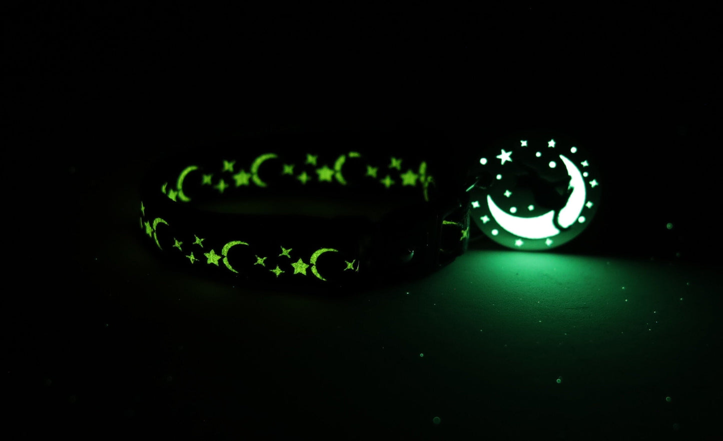 Gold Moons and Stars on Coral Pink Cat Collar