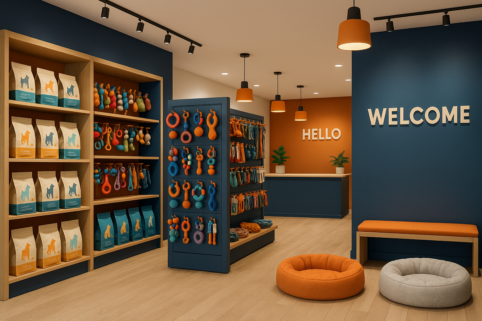 pet store with the brand colors