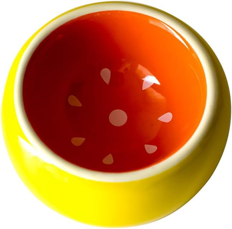 Hamster Bowl Ceramic Prevent Tipping Moving and Chewing Wonderful Food Dish for Small Rodents Gerbil Hamsters Mice Guinea Pig Cavy Hedgehog and Other Small Animals (Grapefruit)