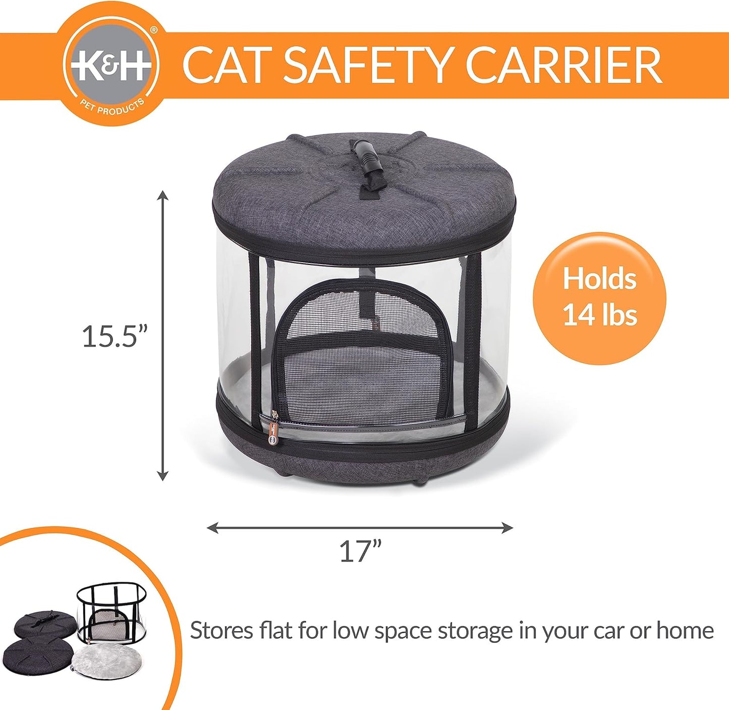 Mod Capsule Soft-Sided Pet Carrier for Cats Clear 17 X 17 X 15.5 Inches