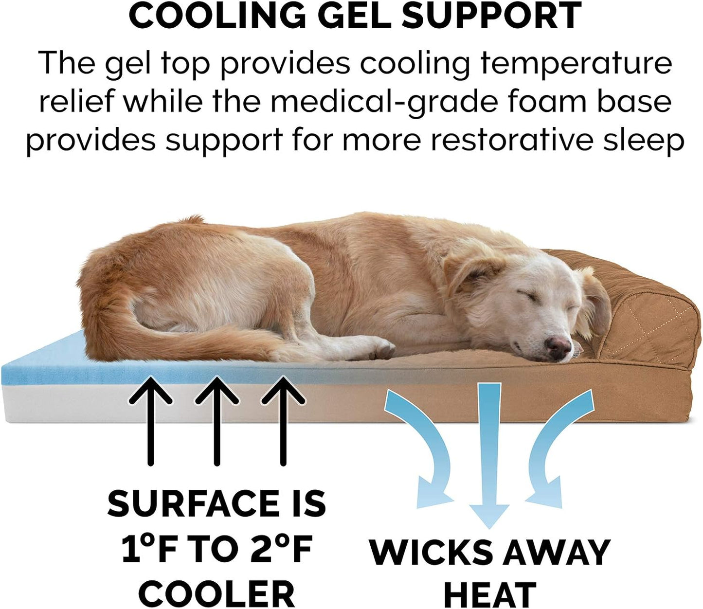 Quilted Sofa-Style Cooling Gel Foam Dog Bed - Toasted Brown, Small