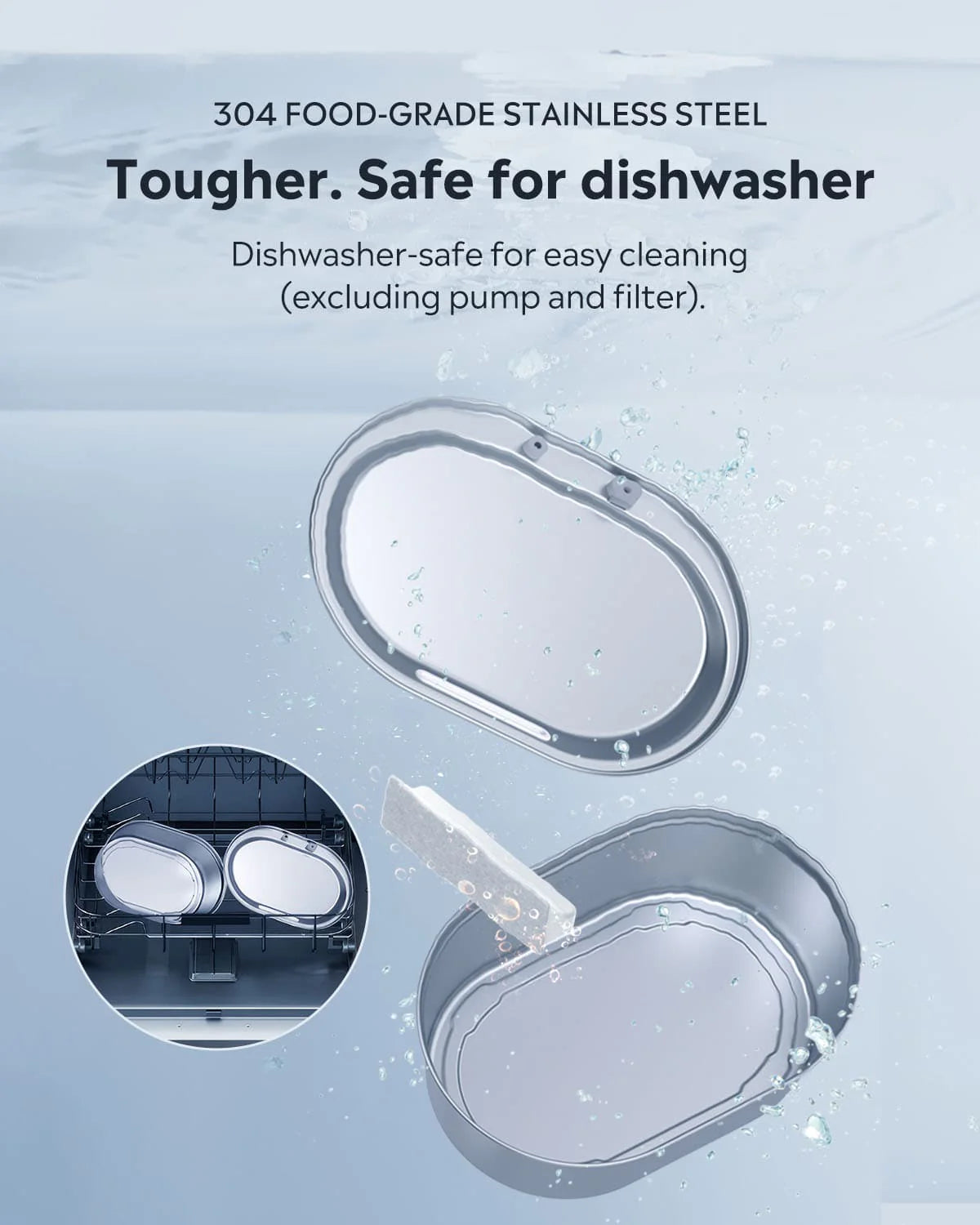 Uah Pet 2025 Upgrade Stainless Steel Wireless Pet Water Fountain