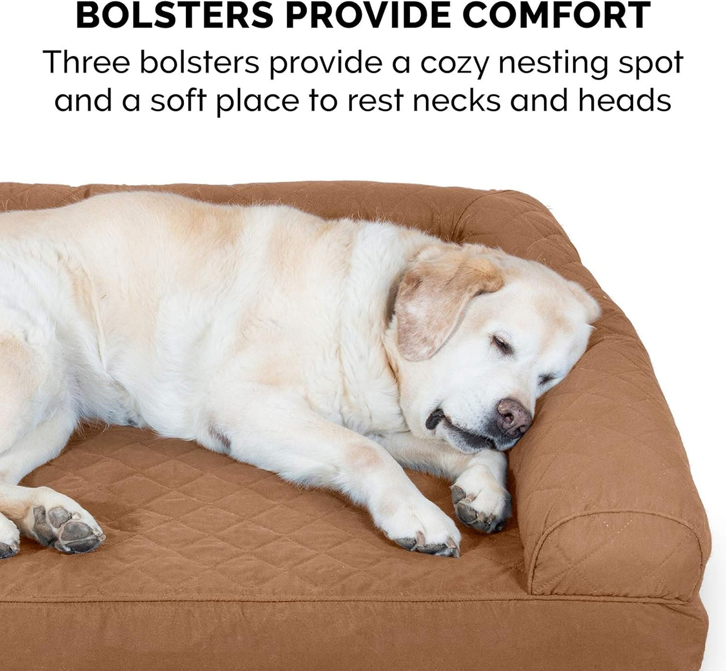 Quilted Sofa-Style Cooling Gel Foam Dog Bed - Toasted Brown, Small