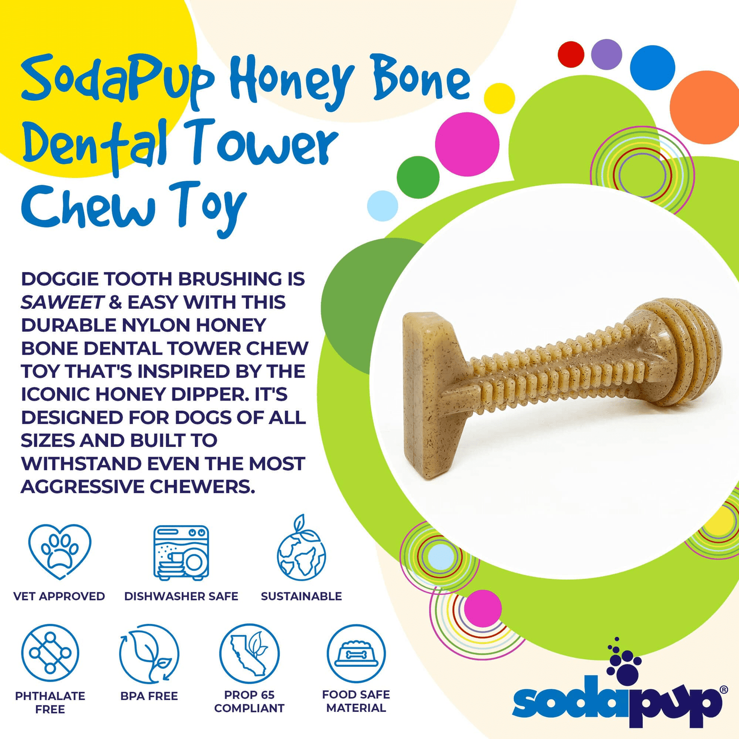 Honey Bone Dental Tower - Ultra Durable Chew Toy for Aggressive Chewers