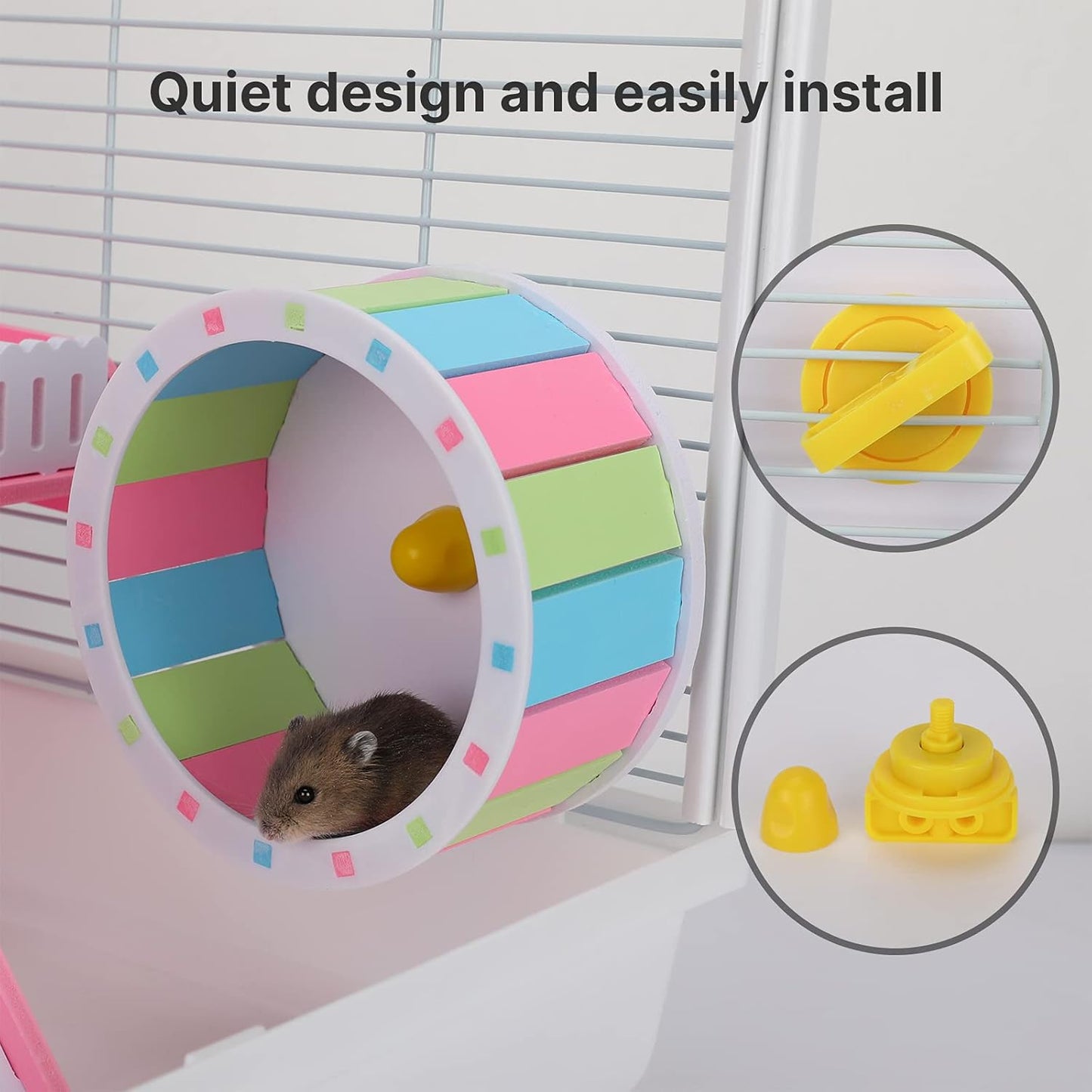 Hamster Toys Wheel Cage Accessories for Dwarf Hamster Wooden House Hideout Syrian Hamster Exercise Wheel Water Bottle with Holder