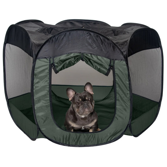 Pet Products Mesh Open-Air Pet Playpen - Hunter Green, Large