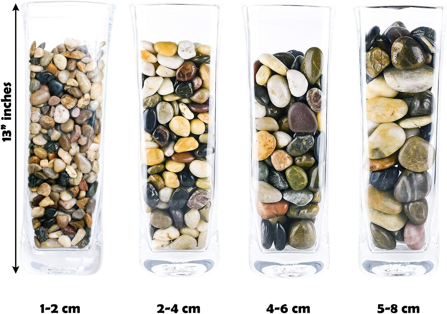 2 Lbs Approx. 200 River Rocks Stones for Plants Pebbles for Indoor Plants | Aquarium Fish Tank Rocks | Polished Decorative Rocks for Vases (0.3-0.6 Inches)