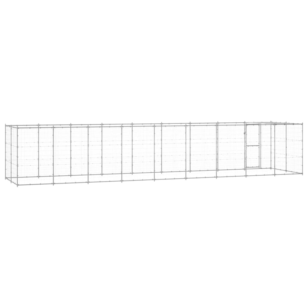 vidaXL Outdoor Dog Kennel Galvanized Steel with Roof 234.4 ft²