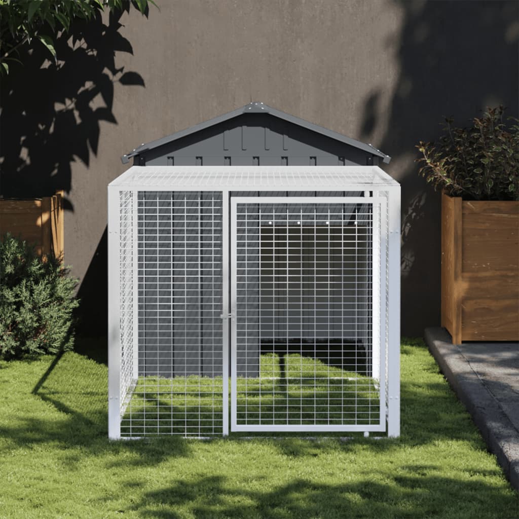 vidaXL Chicken Cage with Run Metal Chicken Coop Animal House Galvanized Steel