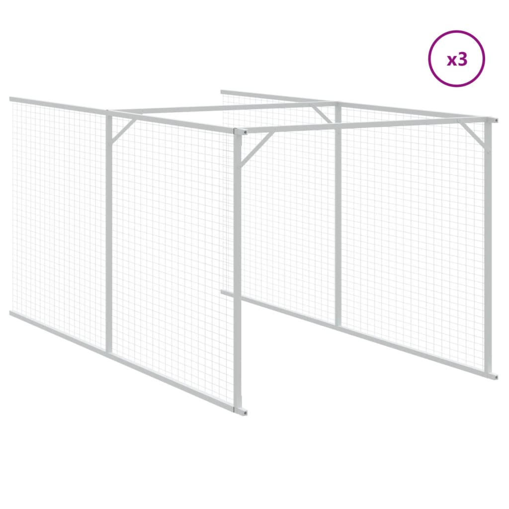 vidaXL Dog House with Run Outdoor Dog Kennel Animal House Galvanized Steel