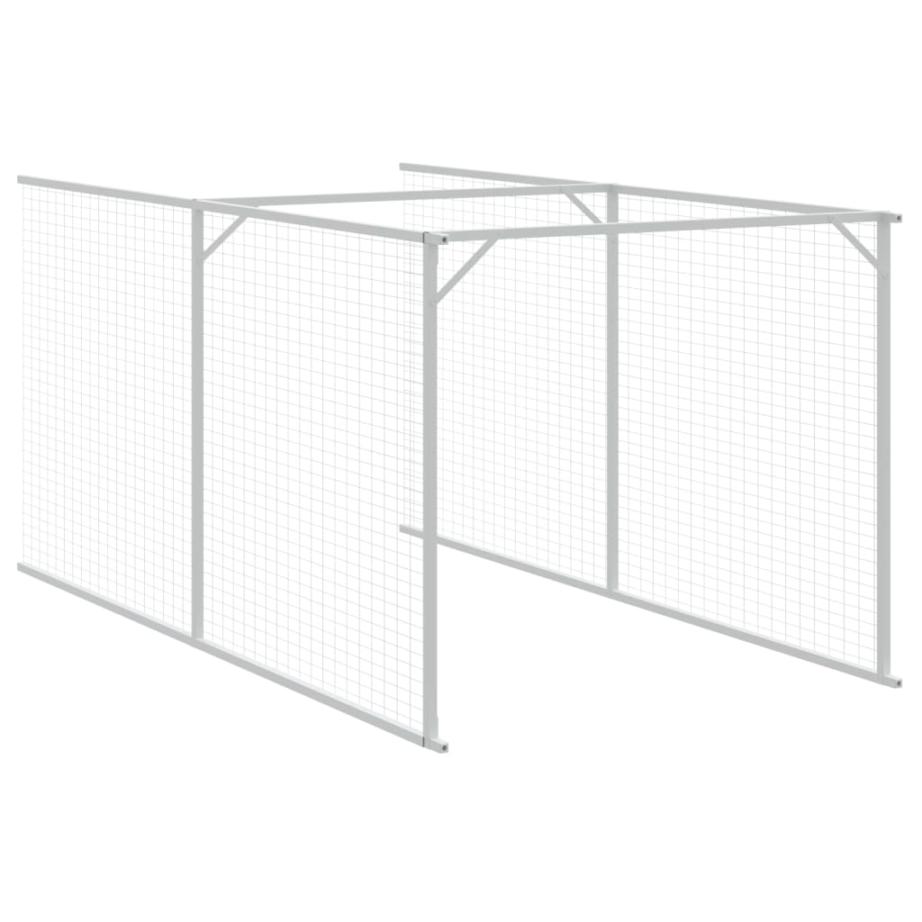 vidaXL Dog House with Run Outdoor Dog Kennel Animal House Galvanized Steel