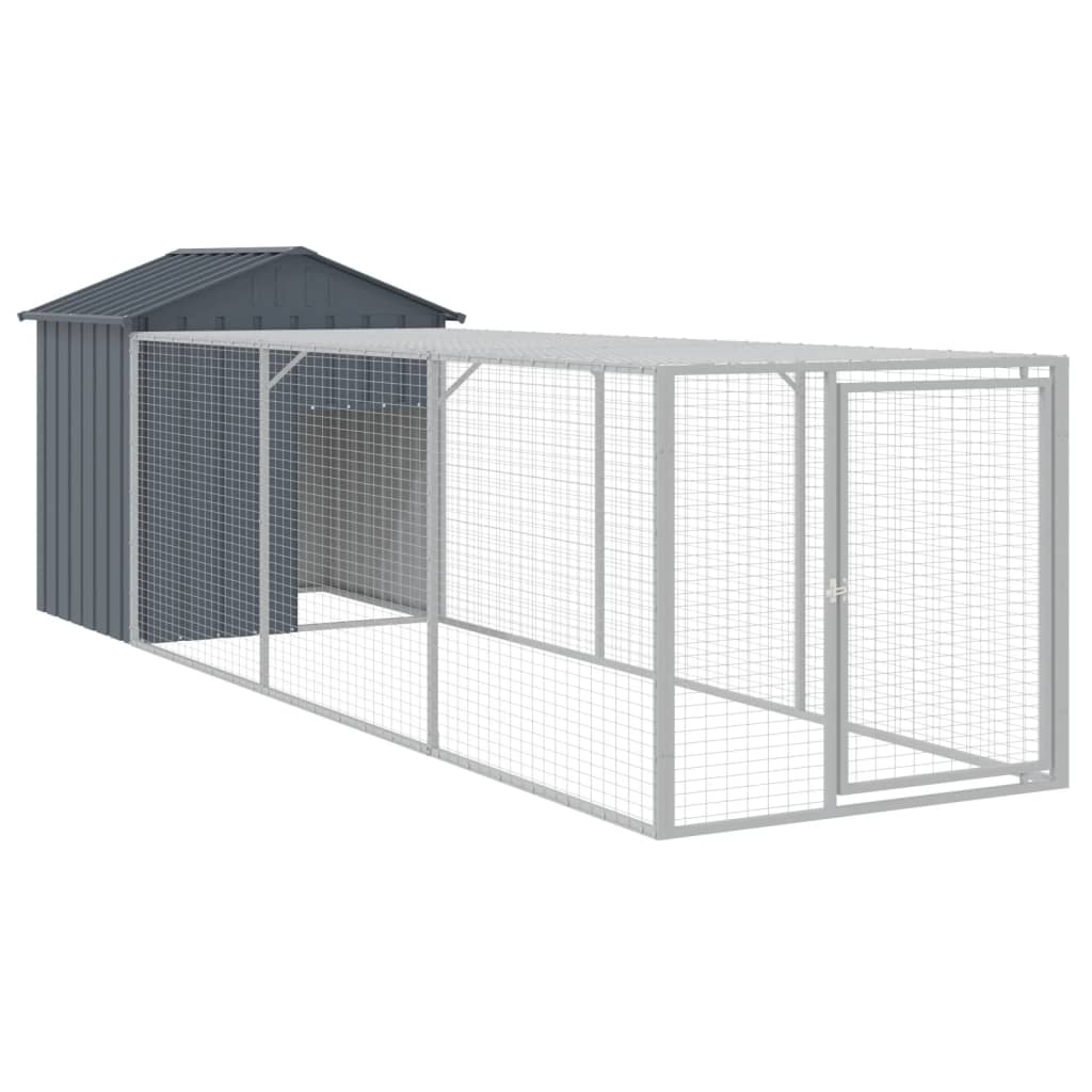 vidaXL Chicken Cage with Run Metal Chicken Coop Animal House Galvanized Steel