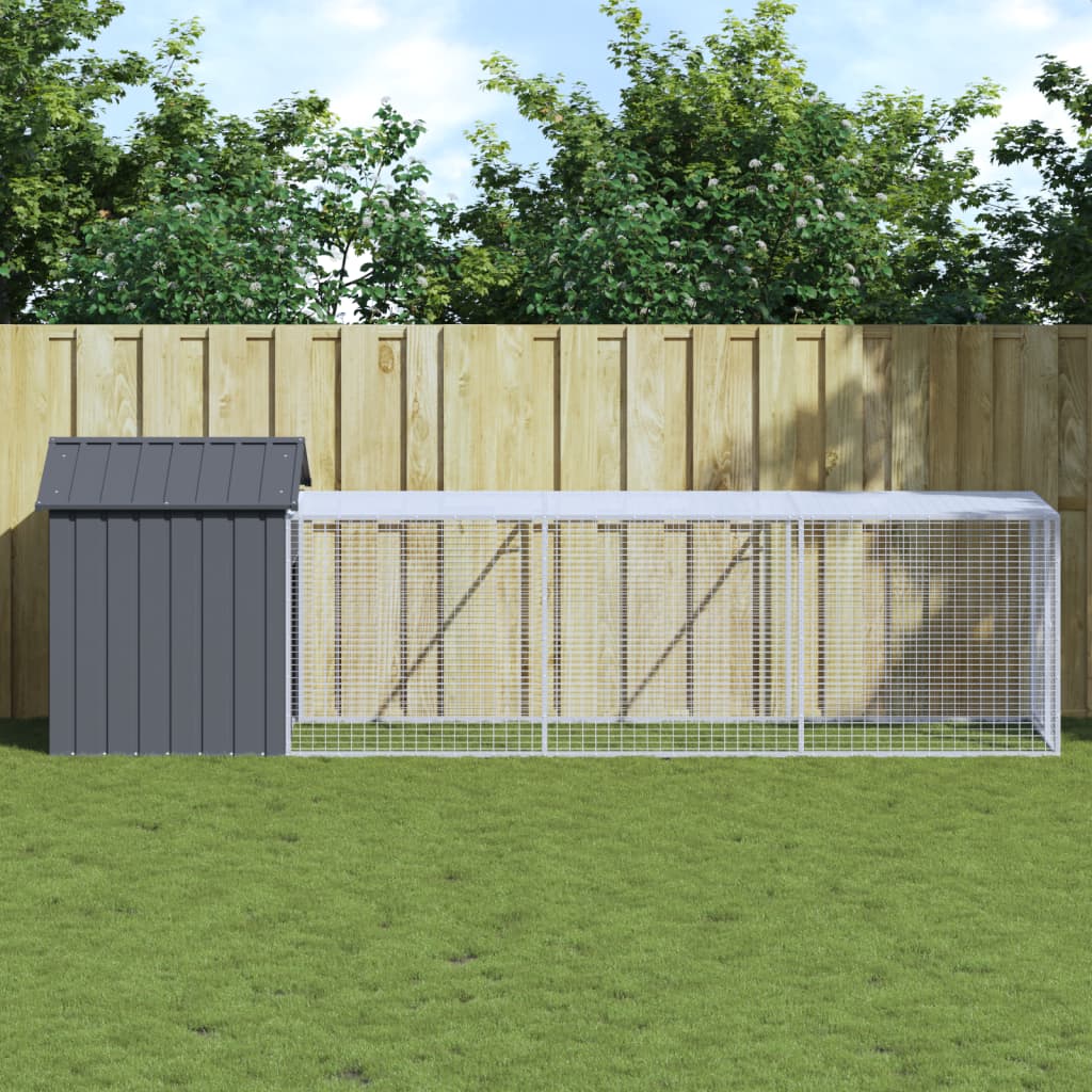 vidaXL Chicken Cage with Run Metal Chicken Coop Animal House Galvanized Steel