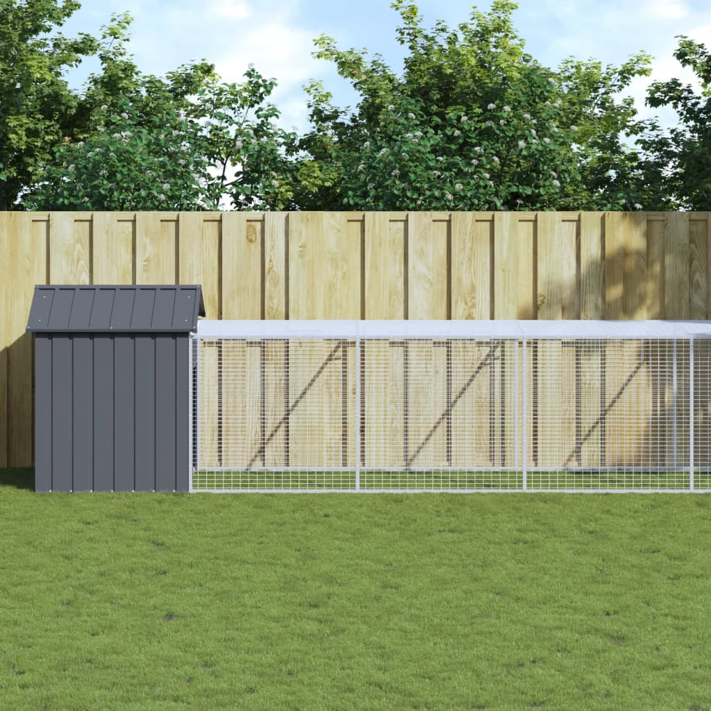 vidaXL Chicken Cage with Run Metal Chicken Coop Animal House Galvanized Steel
