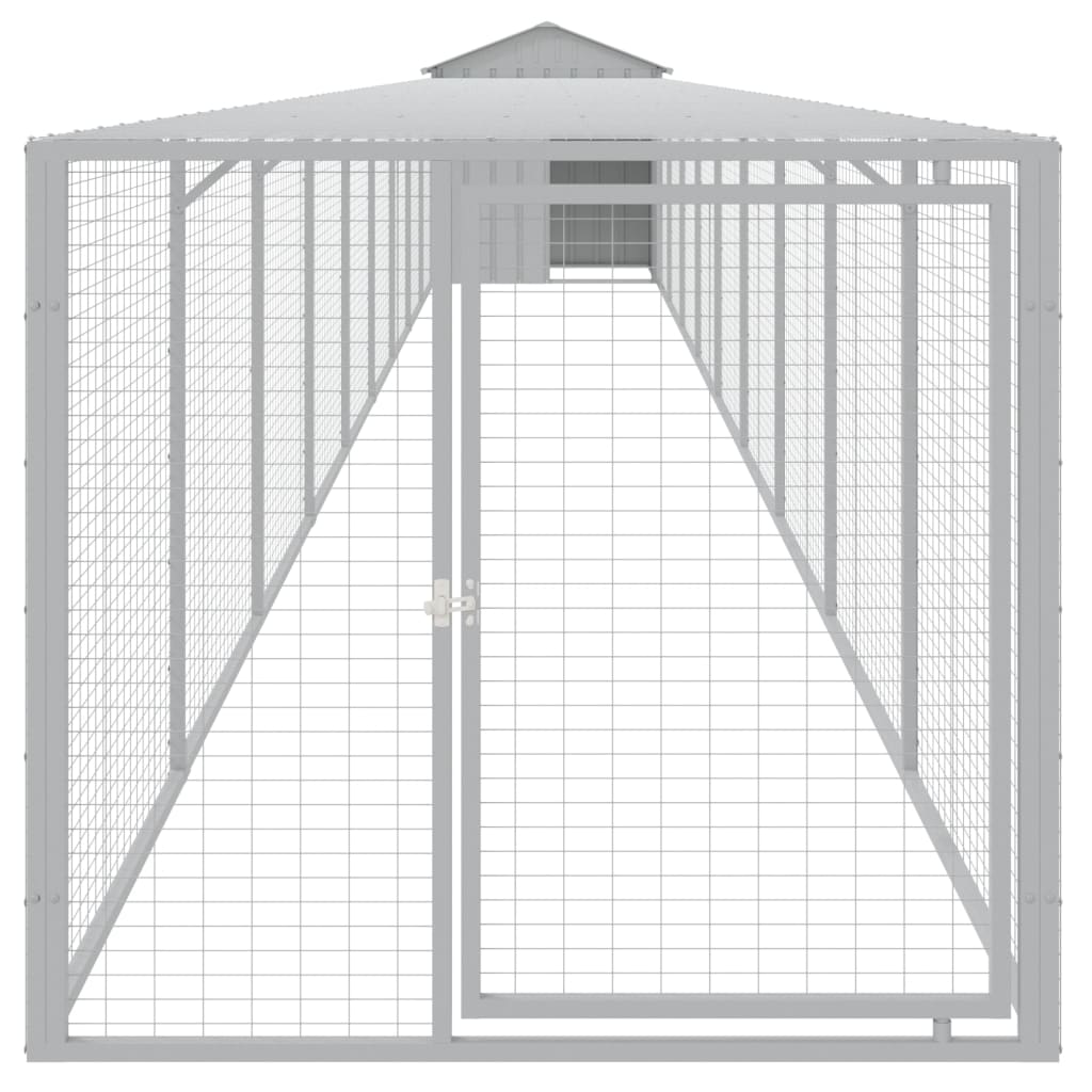 vidaXL Chicken Cage with Run Metal Chicken Coop Animal House Galvanized Steel