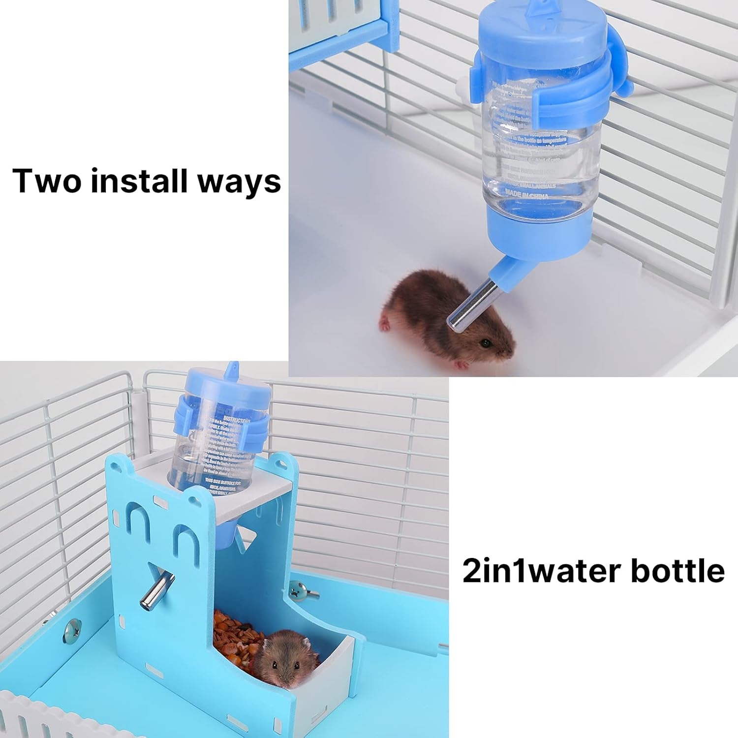 Hamster Toys Wheel Cage Accessories for Dwarf Hamster Wooden House Hideout Syrian Hamster Exercise Wheel Water Bottle with Holder