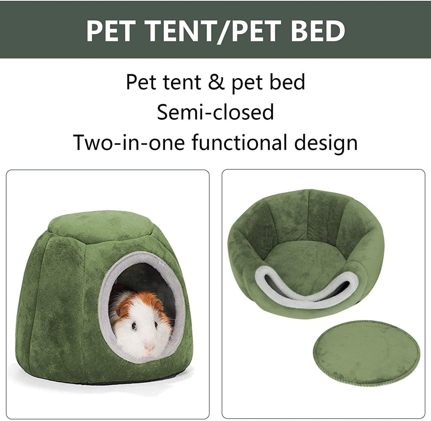 Guinea Pig Hideout, Guinea Pig House, Guinea Pig Cuddle Bed, Washable Guinea Pig Cage Accessories Small Animal Bed Hideout for Guinea Pig, Chinchilla, Hamsters, Hedgehog - 7X6X4.7Inch