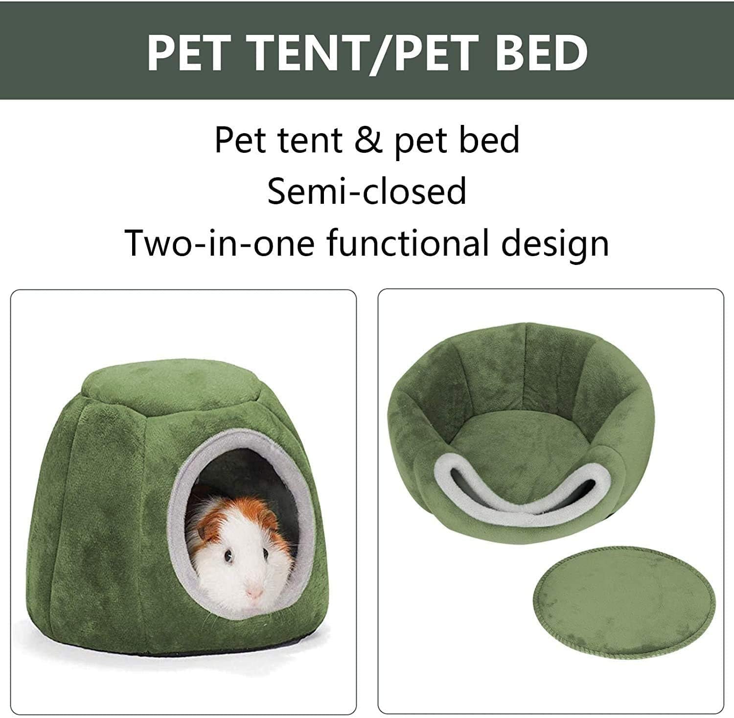 Guinea Pig Hideout, Guinea Pig House, Guinea Pig Cuddle Bed, Washable Guinea Pig Cage Accessories Small Animal Bed Hideout for Guinea Pig, Chinchilla, Hamsters, Hedgehog - 7X6X4.7Inch