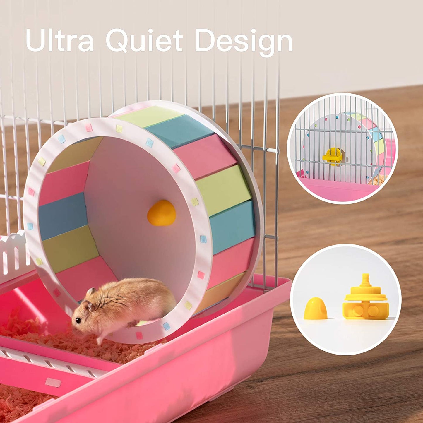 Hamster Exercise Wheel Hamster Chew Toys Hamster Accessories Hamster Houses Plastic Sand Bath 7 Pack - Pink