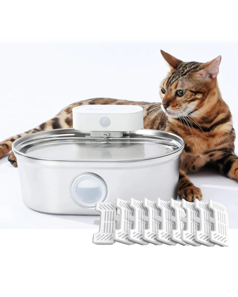 Uah Pet 2025 Upgrade Stainless Steel Wireless Pet Water Fountain