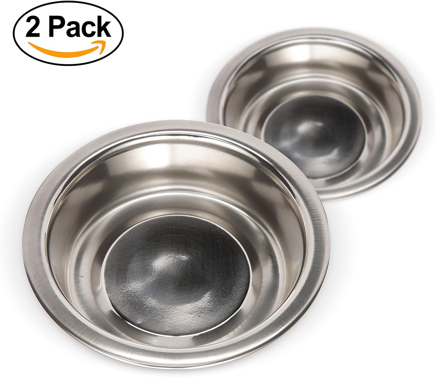 1 Cup (8 Oz.) Shallow Stainless Steel Cat Bowls, Set of 2 Neater Feeder Replacement Bowls (Express & Deluxe), Metal Cat Dishes for Food and Water, Whisker Friendly, Dishwasher Safe
