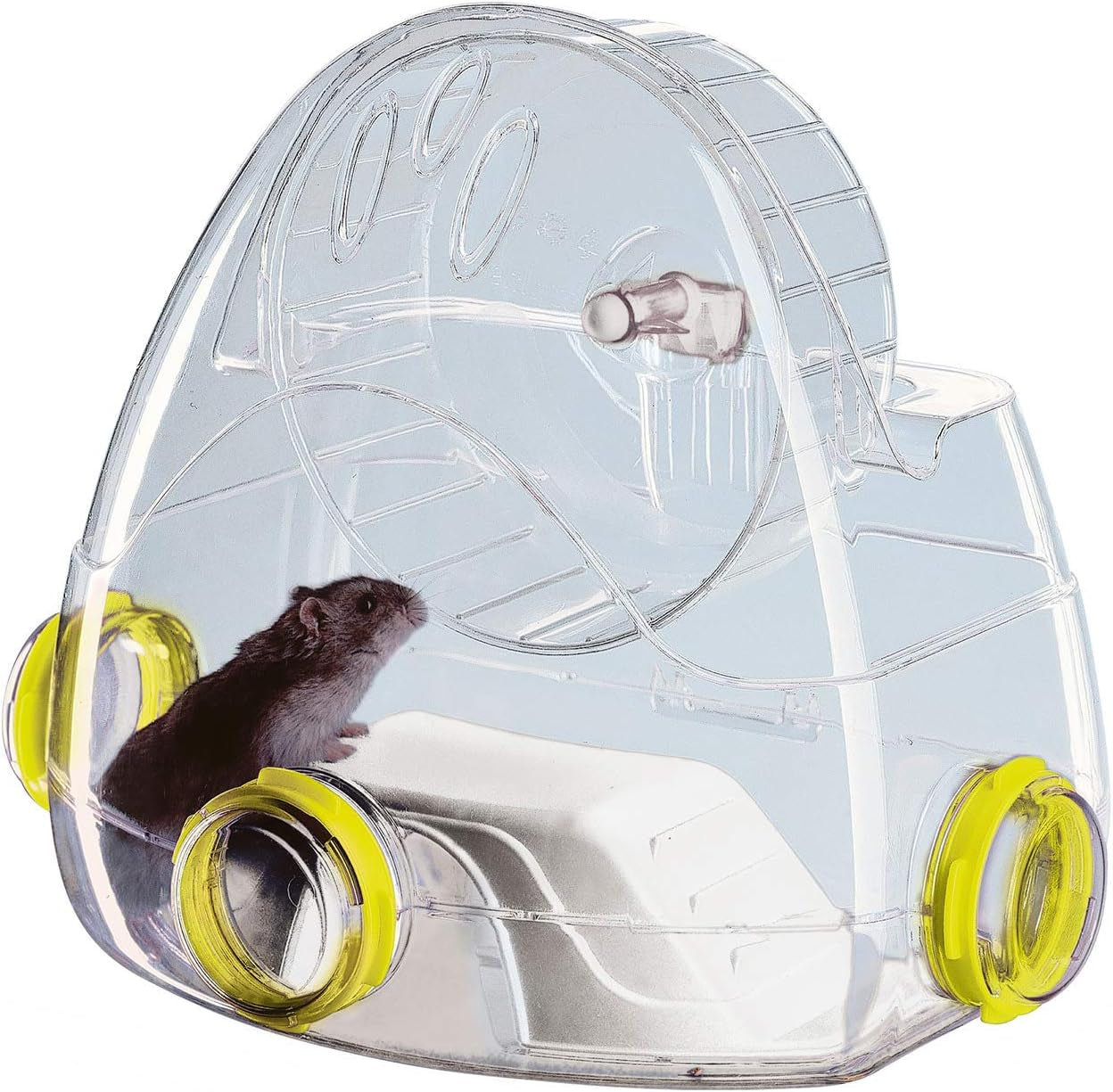 Modular Hamster Gym Add-On Unit, Includes Exercise Wheel & 3 Connecting Ports, 12.7L X 9.06W X 10.4H Inches, Clear