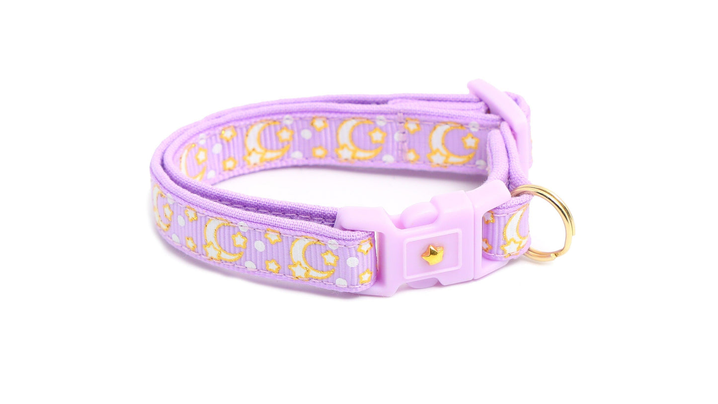 Gold Moons and Stars on Pastel Purple Cat Collar